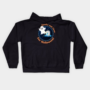 Spooky and Clean for Halloween - Cute Ghost Kids Hoodie